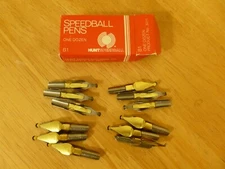 Vintage Speedball Triple Reservoir Calligraphy Pen Nibs B-1. 12 Tips in Box. 