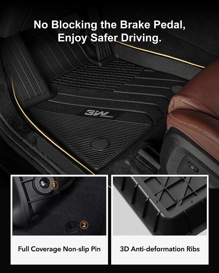 Floor Mats Liner Trunk Mat For BMW X5 2019-2025 All Weather Molded 3D Black 4Pcs - Image 3 of 4