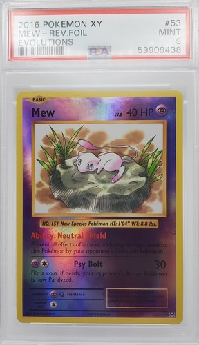 Mew Reverse Holo Pokemon XY Evolutions 2016 (#53) PSA 9