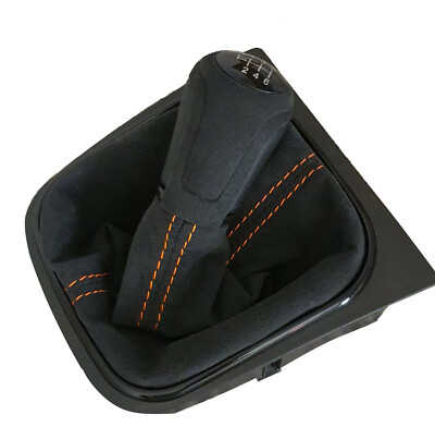 FÜR VW GOLF 5 6 EOS SCIROCCO SCHALTSACK ALCANTARA   LEDER SCHALTKNAUF 6 G ORANGE