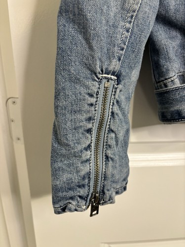 Lucky Brand Women's Denim Faux Fur Moto Jacket Size Medium New - Picture 6 of 13