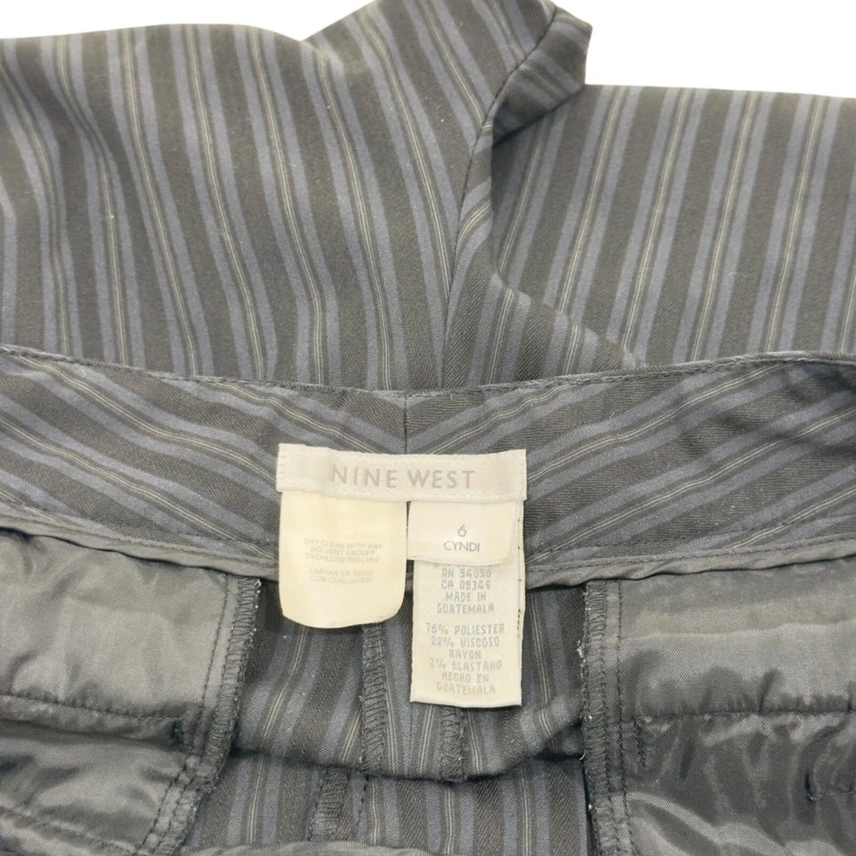 VINTAGE Nine West Cyndi Womens Black/Navy Striped Wide Legs Dress Pants SZ 6 - Image 3 of 4