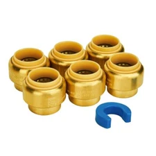 6pack Push Fit End Cap 3/4inch Pushtoconnect No Lead Brass Plumbing Fittings For
