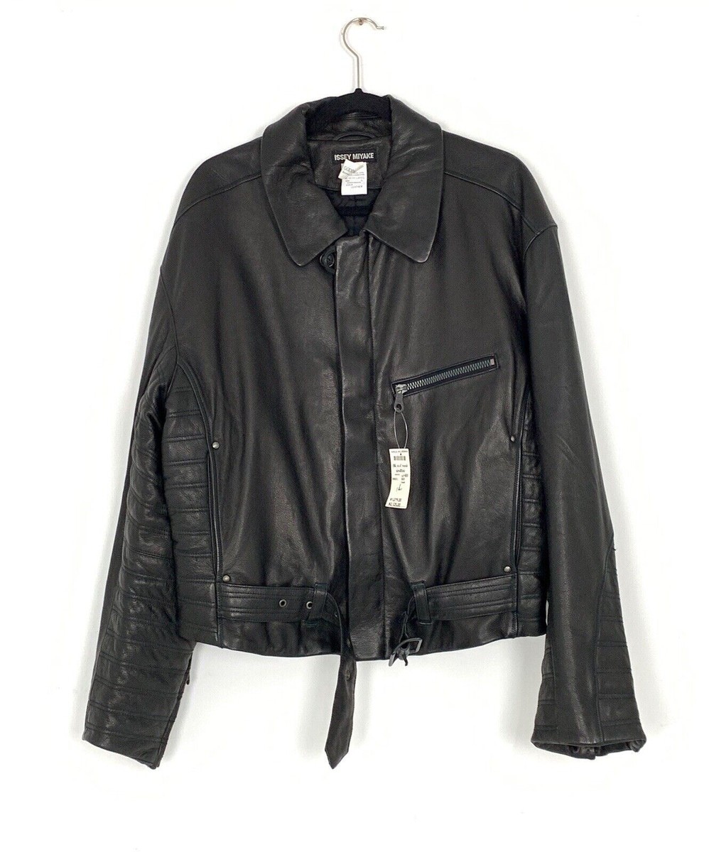ISSEY MIYAKE Leather Biker Jacket Coat Large NEW Vintage! | eBay ISSEY MIYAKE Leather Biker Jacket Coat Large NEW Vintage! | eBay