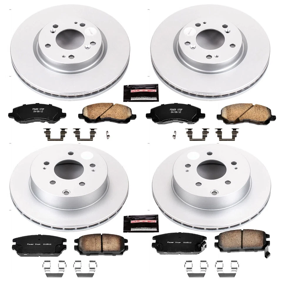 CRK2809 Powerstop conjunto de 4 rodas disco de freio e kits de pastilhas dianteiro e traseiro para Eclipse - Imagem 3 de 4