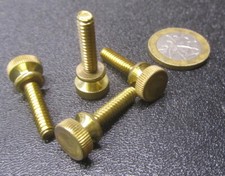 Flared Shoulder Brass Thumb Screw, 7/16" Dia, 10-24 x 3/4" Length, 10 Pcs