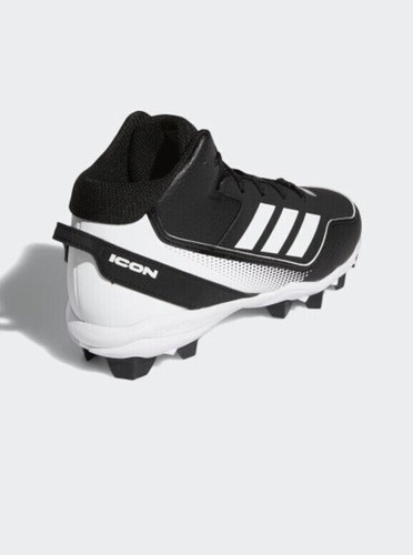 Adidas Icon 7 Mid Baseball Cleats Kids sizes Black White Ironskin S23704 NWT - Picture 6 of 7