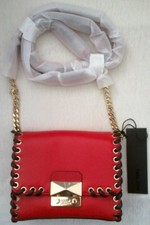 KARL LAGERFELD K Whipstitch Small Crossbody LEATHER Red Purse 