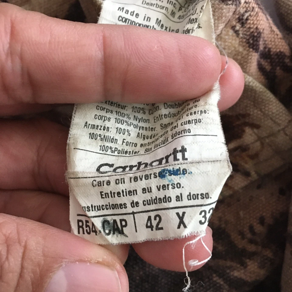 Carhartt Bib Overall Mens 42x32 RealTree Camo Insulated Double Knee Zip R54 CAP - Image 3 of 4