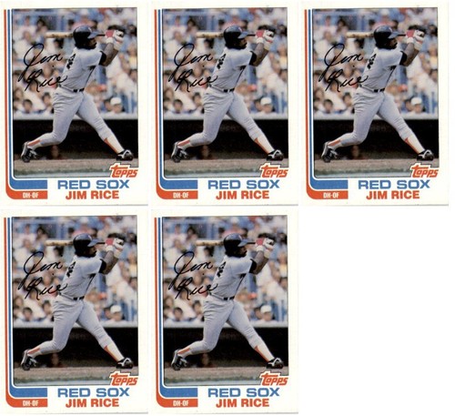 (5) 1982 Topps #750 Jim Rice Boston Red Sox Card Lot