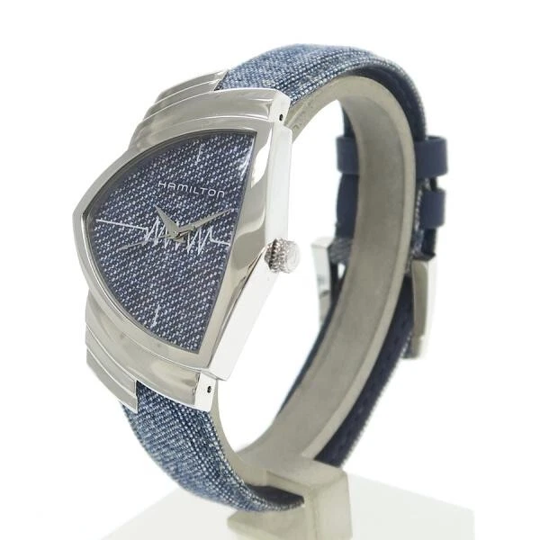 HAMILTON Ventura H244112 blue denim Men's used watch quartz silver with box