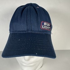 Bud Light Hat Cap Snapback Blue White Made in USA Beer Budweiser Distressed