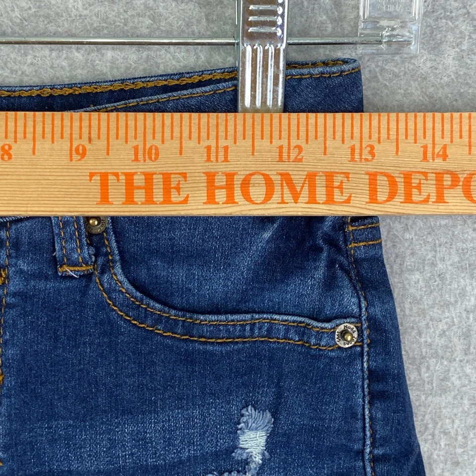 Pantalones Cortos Mudd Jean Para Mujer 0 Azul Envejecido Botón Mosca FLX Elastizados Denim Oscuro Foto 4 de 4