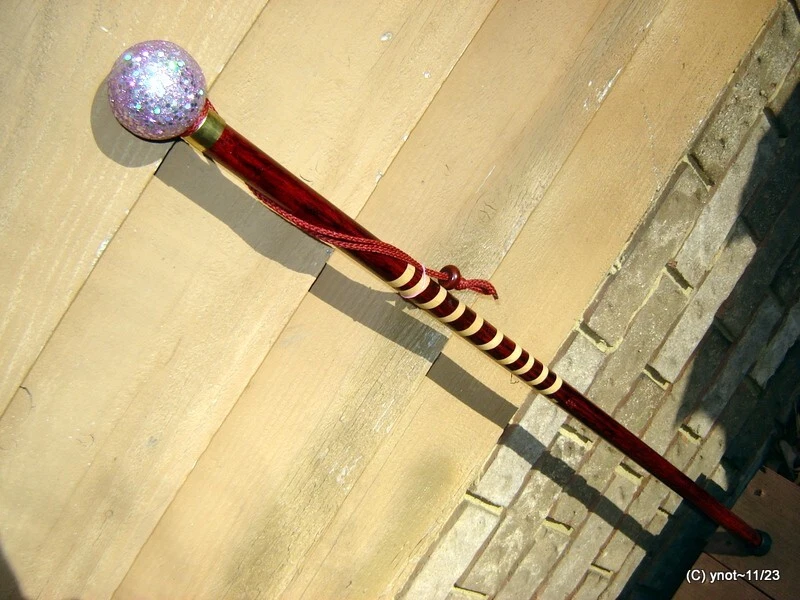 Bastón espiral caoba rojo oscuro *gaga* mango bola rosa EE. UU. [regalo] Foto 2 de 4