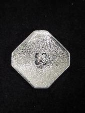 Vintage Silver Tone Brushed Textured Square Button Scarf Clip Dress