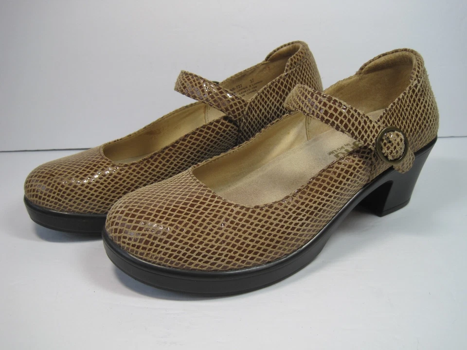 Alegria Harper Bronceado Brillante Tacón de Serpiente Mary Jane Hebilla HAR-722 Talla 37 EE. UU. 7-7,5 Foto 3 de 4