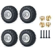 AXSPEED 4Pcs Metal Wheel Rims + Rubber Tires + Brass Adapter for Kyosho Miniz 4X