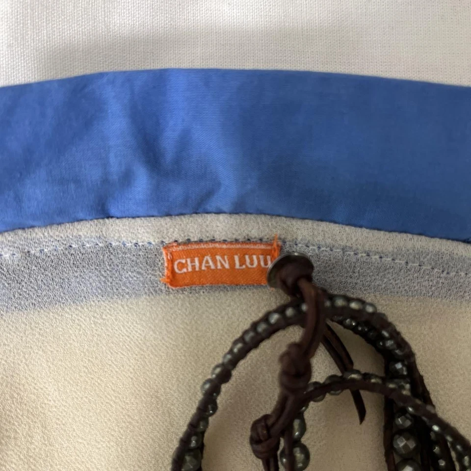 Pulsera de cuentas de cuero Chan Luu marrón oscuro gris 45 envoltura con bolsa usada Foto 2 de 4