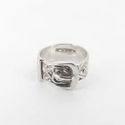 Vintage Silver Belt Buckle Ring 925 Silver Wide Band Floral Decorative Size R