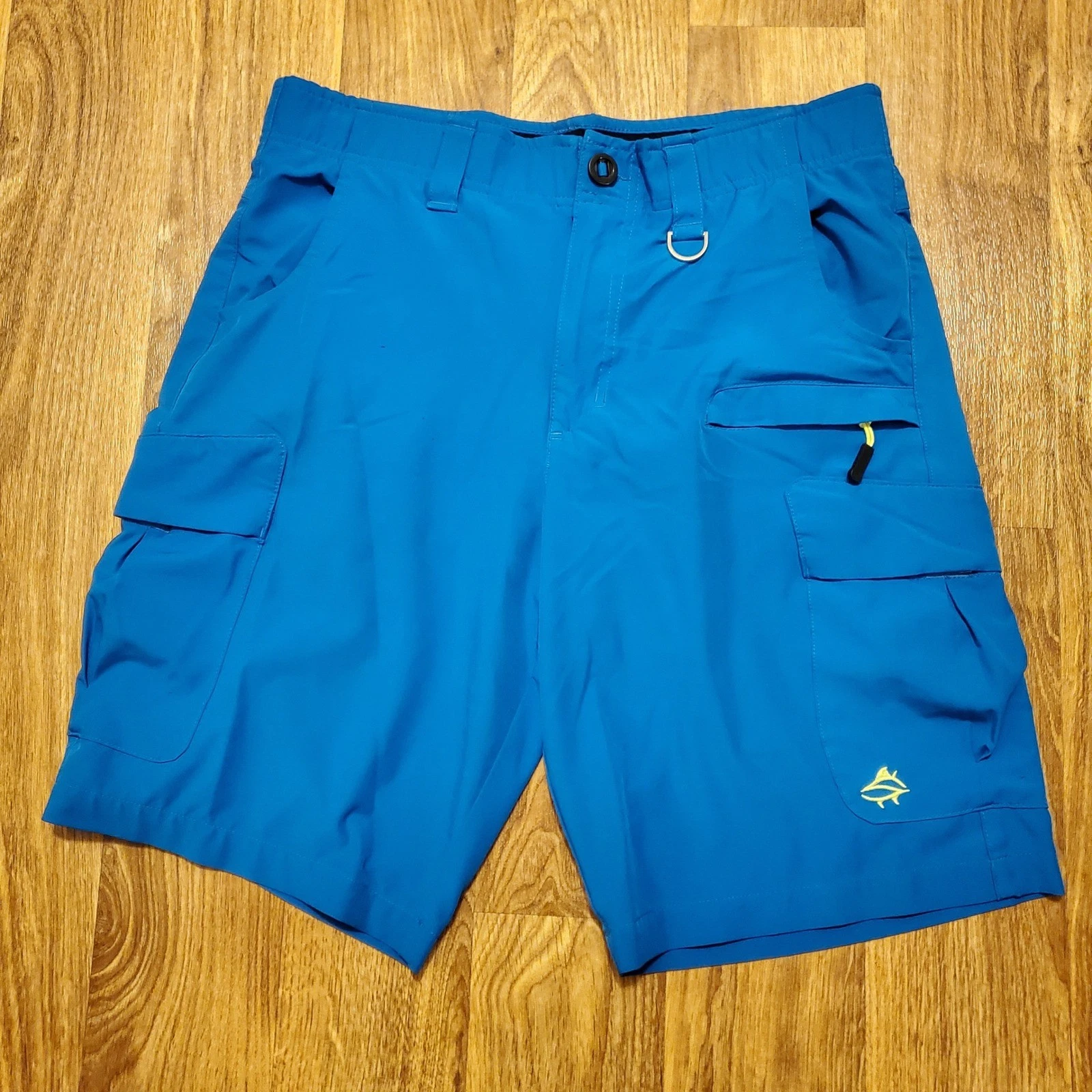 Loco Skailz Shorts Men 32 Blue Performance Fishing Hiking Stretch Pockets