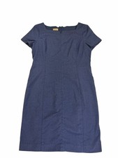 Talbots Navy Short-Sleeve Wool Dress Knee Length