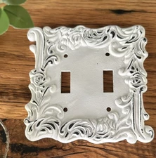 Vintage Farmhouse Cast Iron Double Toggle Light Switch Plate Wall Cover 4.4x4.5"