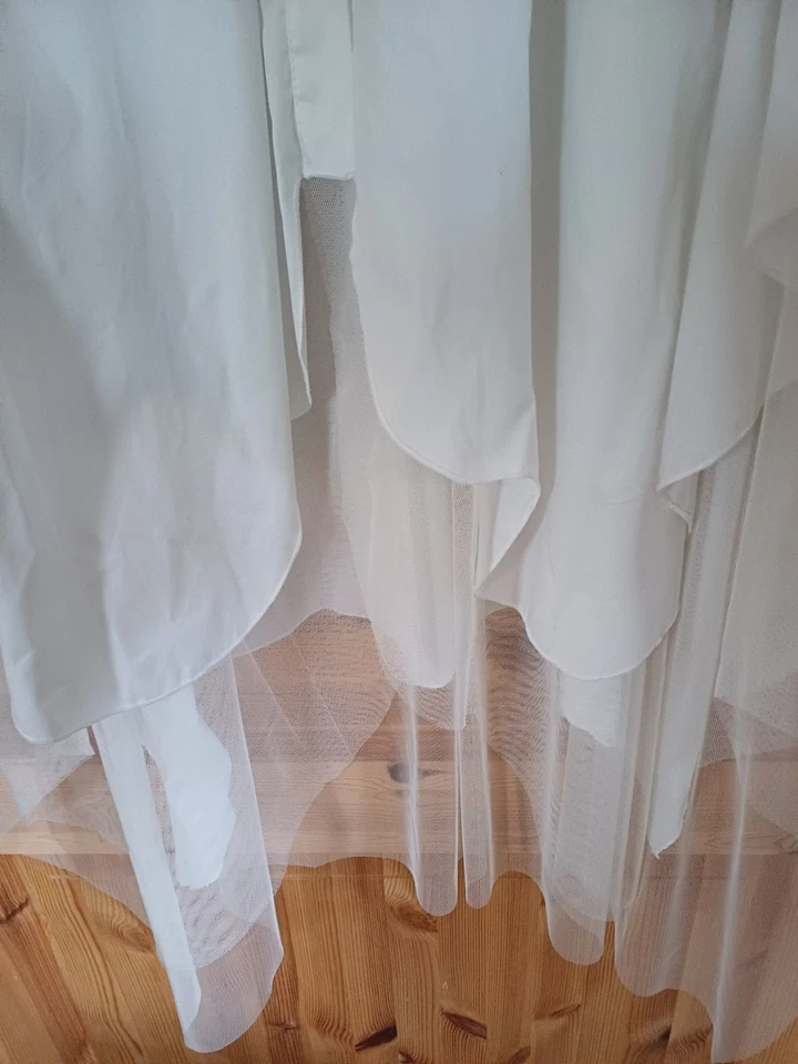 ungetragene ausgefallene weiße Bluse XXL mit Tüll von Lux Luna - Bild 2 von 4