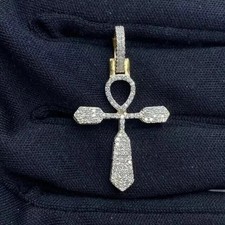 2 Ct Round Cut Simulated Diamond Women's Cross Pendant In 14k Yellow Gold Plated