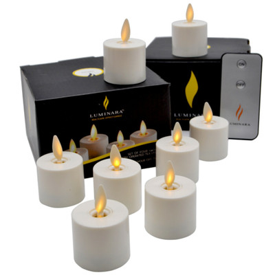 Set of 8 Luminara Flameless Moving Wick LED Battery Tea Light Candles w/Remote