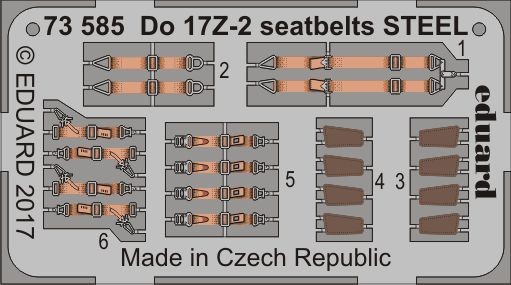Eduard Accessories 73585 - 1:72 Do 17Z-2 Seatbelts Steel For Icm - Edging Kit -