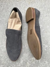 EUC Crown Vintage Carla2 Loafer Flats Slides Gray Suede Leather Women 6 Carla 2