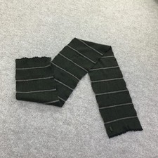 Scarf Mens One Size Green Gray Striped Knit Soft Winter Cold Weather Warm Cozy