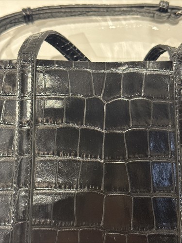 BALENCIAGA Black Crocodile Embossed Leather XXS Shopping Tote Bag - Picture 7 of 11