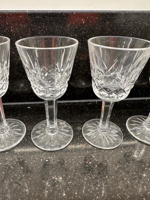 8 Vintage Marked Waterford Ireland Cut Crystal Lismore 3.5" Apertif Cordials