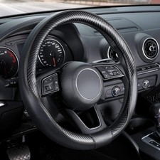 Car Steering Wheel Cover Universal Standard-size 14 12-15 Leather Black