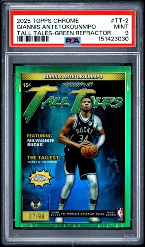 2025 Topps Chrome Giannis Antetokounmpo Refractors Green (PSA 9)