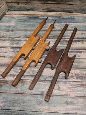 Handmade Ice Fishing Poles Lot of 4 Homemade Vintage Wooden