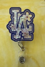 LA Floral Retractable ID  Badge Holder w/swivel reel and alligator clip