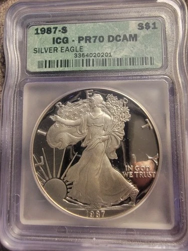 1987 S Proof Silver American Eagle PR70 DCAM