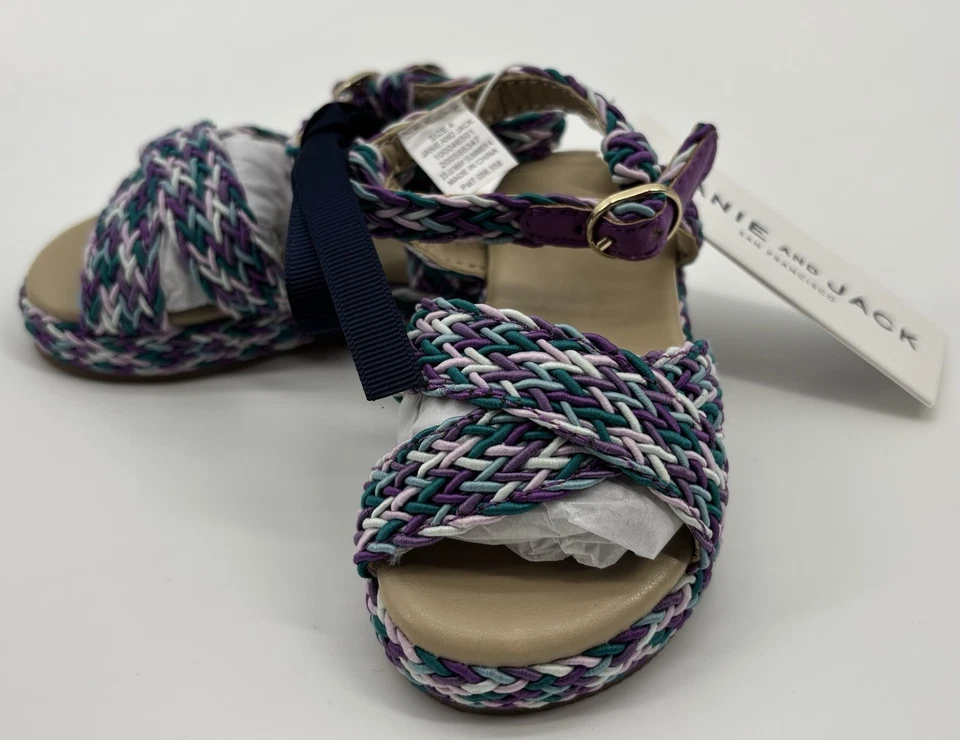 Janie And Jack Niñas 4,5 Tallulah Lavanda Trenzado Alpargata Hebilla Sandalias Foto 2 de 4