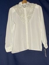 NEW Vintage 90s Kathy Che White Ivory Lace Bl...