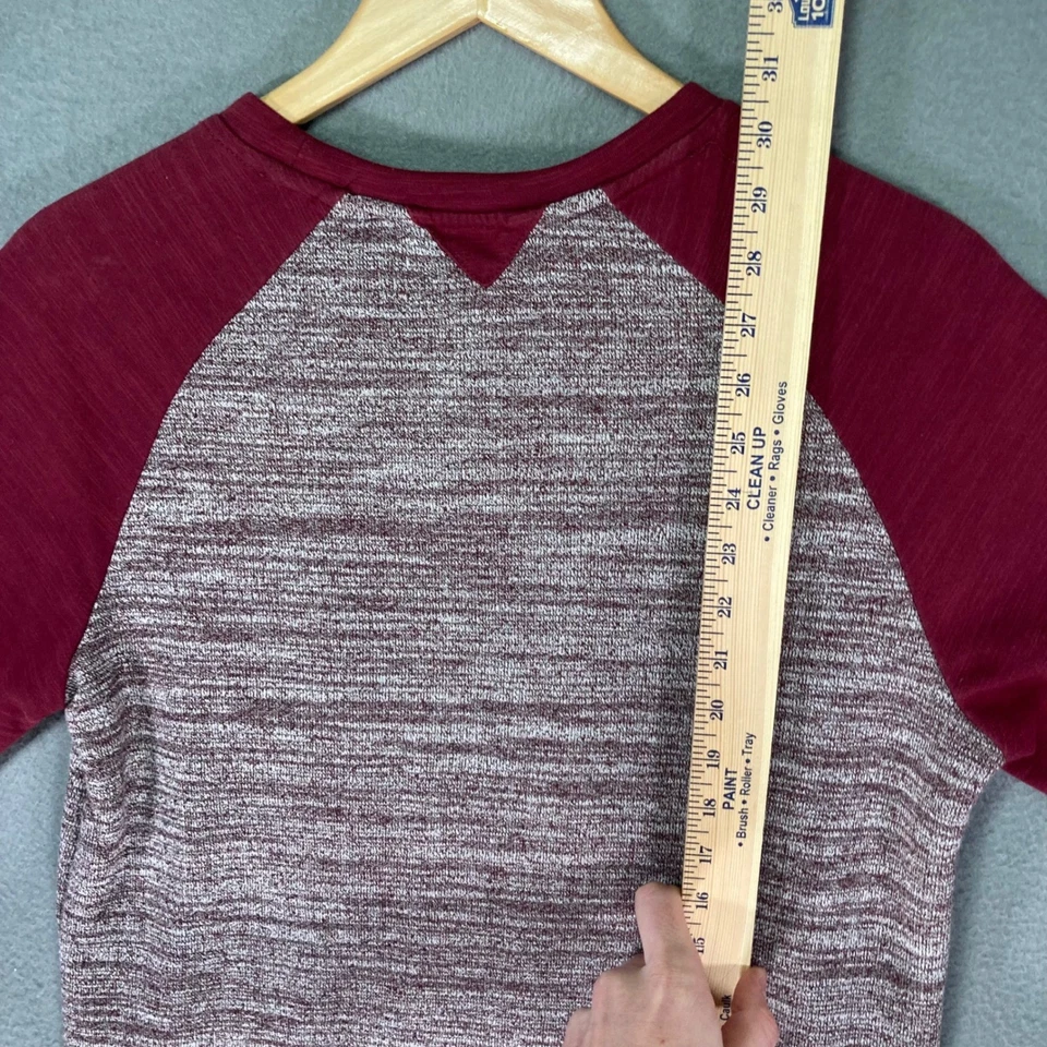 Sovereign Code Men's Large L Raglan Pocket T Shirt Burgundy Heather Crew Neck - Image 4 of 4