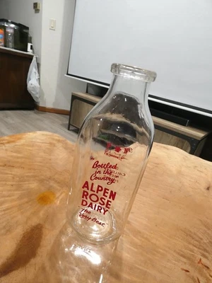 Vintage 1 Quart Alpen Rose Milk Bottle - Image 1 of 4