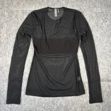 Norma Kamali Long Sleeve Mesh Top Women's Small / 36 Black Designer