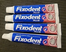(4) Fixodent Plus Food Barrier Denture Adhesive Cream 2oz