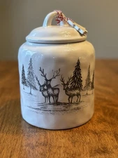 10 Strawberry Street Ceramic Christmas Winter  Cookie Jar w/Lid