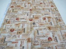 Michael Miller quilt-craft fabric COFFEE A TO Z camel 1 yd (dcx-12060) Espresso