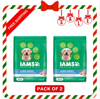 2P Iams Proactive Health Large Breed Dry Dog Food With Real Chicken, 30 Lb. Bag