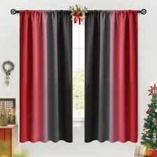 COSVIYA Ombre Room Darkening Red and Black Curtains 63 inches Length for Kids...
