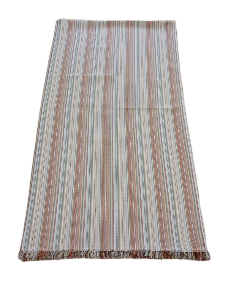 Tommy Bahama Indoor Outdoor Hannah Striped Woven Table Cloth 60x104 Fringed Hem  - Image 2 of 4